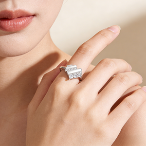 Geometric <b>Emerald</b> Cut Zircon Engagement <b>Ring</b> 925 <b>Silver</b> Pave Setting Minimalist Women's Jewelry - Product Image 5