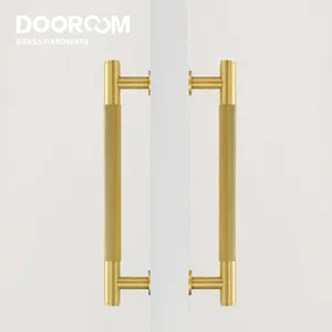 Dooroom Brass Striped Door Handles Double Door Wood Door Shower Room Single Side Double Side Matt Gold Black Pulls Liner Striped