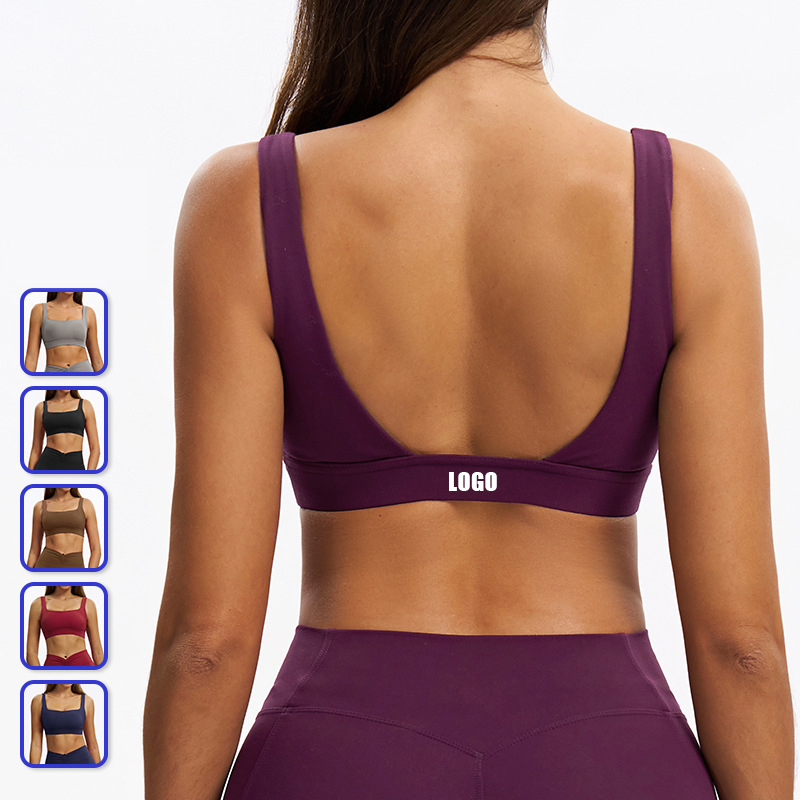 2025 New Women's High For Impact Workout Sports Bra Front Logo Crop Top For Yoga Gym Fitness Plus Size Activewear