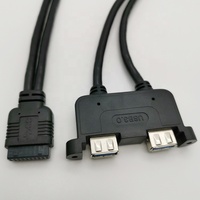 Kabel adaptor Panel depan Motherboard USB 3.0 3.0 USB 20Pin betina ke USB 3.0 ganda