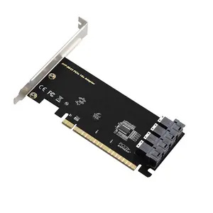 4 NVME U.2 (หนึ่ง SFF-8643 144pin) PCIe X16 Gen3 Mini SAS HD (SFF-8643) อะแดปเตอร์พอร์ต Quad