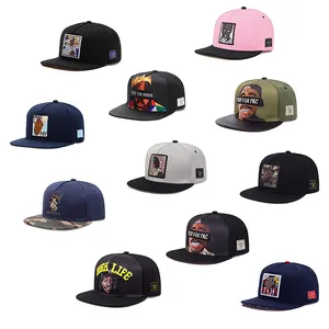 Boné snapback personalizado com letras de cabeça, chapéu de hip hop, chapéu de aba plana unissex da moda de rua