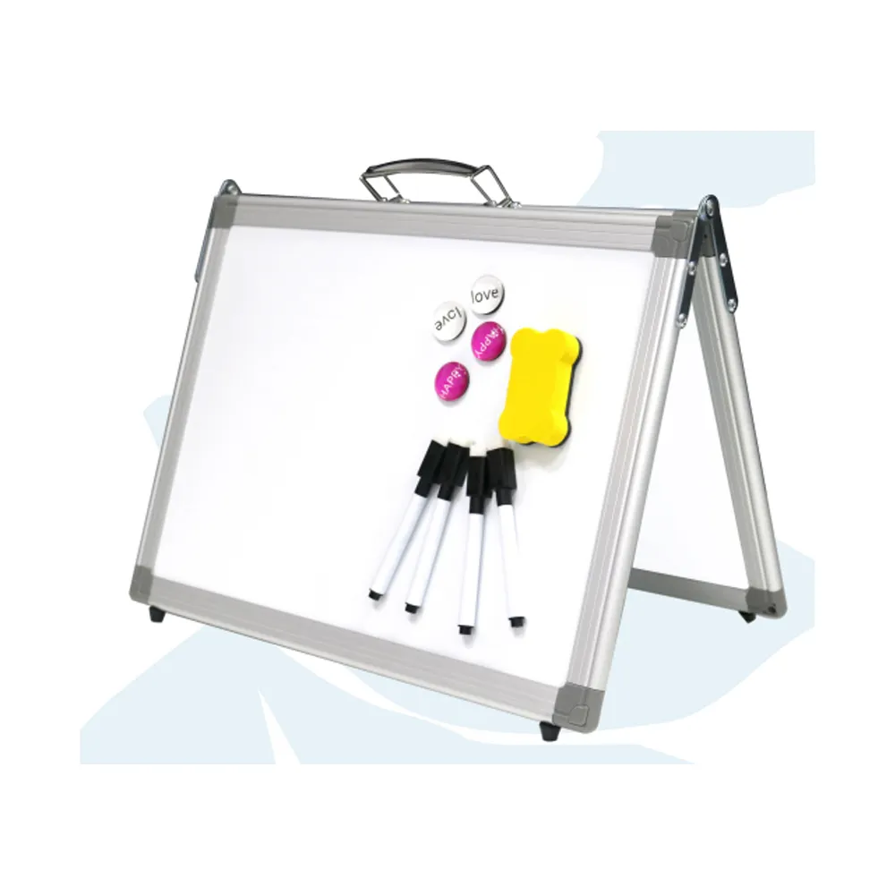 Pizarra blanca magnética de borrado en seco pequeña, pizarra blanca plegable de escritorio, Mini caballete portátil de doble cara para niños