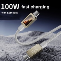 Kabel Data LED Bercahaya PD100W Pengisian Cepat Chip Emarker Ponsel Laptop Tipe C untuk iPhone 17 IOS Printer