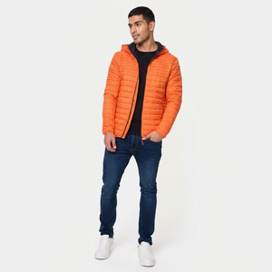 Fashion Design Winter Wear Waterproof Windproof Canvas Puffer <b>Jacket</b> for Men High Quality <b>Zip</b>-<b>Up</b> Hooded Coat - Product Image 1
