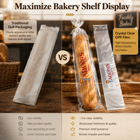 Sac d'emballage pour baguette en OPP micro-perforé imprimé sur mesure, sac en polyéthylène transparent respirant pour pain français, pour boulangerie