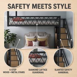 Letto a soppalco per bambini con libreria e scale, struttura in acciaio laminato a freddo, ringhiera a reticolo diamantato, design a due <span class=keywords><strong>letti</strong></span> per la <span class=keywords><strong>cameretta</strong></span> dei bambini - Product Image 4