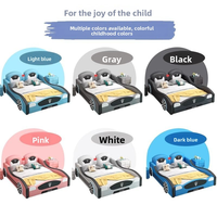 Lit Simple Design en Forme de Voiture pour Enfants Plus Âgés avec Barrière en Bois Massif, Meuble de Chambre à Coucher Moderne et Simple, Grand Lit pour Chambre de Garçon