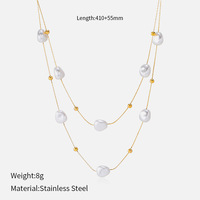 Collier en acier inoxydable à double rangée de perles de différentes tailles avec petites perles dorées et chaîne serpent pour femme, accessoires délicats, bijoux TGXL15052
