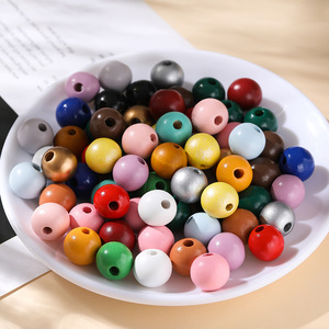 Hemu Wood <b>Beads</b> 16mm Round Colored <b>Loose</b> <b>Beads</b> For Jewelry Making DIY Accessories Bulk Pack - Product Image 3