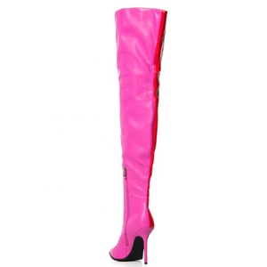 Red Patchwork Big Wide Fit Size 47 Long Shoes Women's Pointed Toe Thigh High Boots Over the Knee <b>Booties</b> Customized Colors - Product Image 6