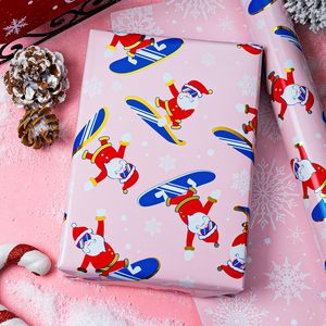 MAYPLUSS Christmas Wrapping <b>Paper</b> 17in x 33ft Skiing Santa Reversible Snowflake Gift <b>Wrap</b> Anti-Curl - Product Image 2