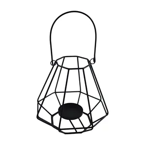 Lanterna de pendurar, decoração de fio de design lanternas arte simples com suporte de vela decorativa moderna em forma de moderno
