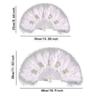 Expédition rapide, en stock, décorations légères et portables, cadeau, éventail pliable à main Happy Feather Bride pour mariage et fête - Product Image 2
