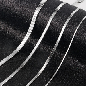 NUOYA 3mm 4mm 5mm Women Men Flat Snake <strong>Layered</strong> Chain <strong>Silver</strong> Stainless Steel Jewelry Herringbone <strong>Necklace</strong> - Product Image 2