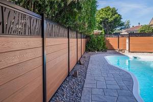 Paneles de Cercado WPC de 6 pies para Jardín Exterior, Resistentes al Agua, con Acabado de Madera Natural, Fácil Montaje, Cercado de Privacidad para Villa - Product Image 3
