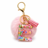 Porte-clés en alliage de zinc avec initiale, porte-clés personnalisé scintillant, cadeau pour femmes