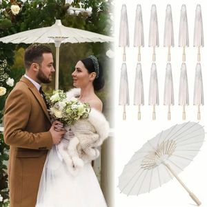 Parasol miniature personnalisé en papier blanc, parapluie de mariage à motif droit, commande manuelle, parapluie miniature en bois fait main - Product Image 2