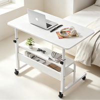 Bureau d'ordinateur portable mobile sur roulettes, réglable en hauteur, avec rangement, pour lit, canapé, lecture et jeux