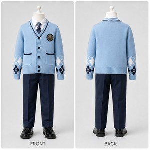 Suéter de Punto Tipo Cárdigan para Niños, Estilo Argyle, Mangas con Diseño de Rombo, Mezcla de Algodón Suave, Uniformes Escolares para Niños y Niñas de 2 a 12 Años, para TV, Películas, Teatro, Baile - Product Image 4