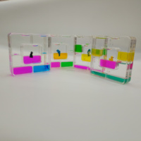 Ornement sensoriel carré multicolore avec canard flottant et mouvement liquide, minuteur à bulles, goutte d'eau, jouet apaisant, souvenir, cadeau