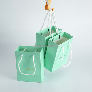 16x8x22cm <b>Light</b> Green Luxury Kraft Paper Bag with Handle for Jewelry Gift Packaging - Product Image 2