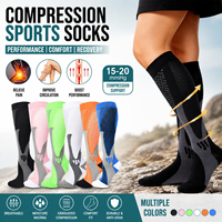 Chaussettes de compression absorbant la transpiration pour hommes, chaussettes de sport pour la course à pied, le football, chaussettes de compression en nylon pour activités de plein air, hauteur genou
