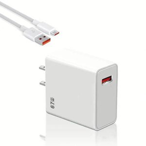 US EU UK Portable Power Supply Adapter Quick <b>Charging</b> USB Wall Charger 67W USB Fast Adapter With <b>Type</b>-<b>C</b> <b>Cable</b> for Mobile Phone - Product Image 1