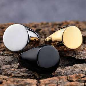 Wholesale Fashion Custom logo Jewelry Blanks 18k Gold Plated Mens <b>Rings</b> Stainless <b>Steel</b> Blanks <b>Rings</b> - Product Image 1