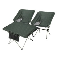 Ensemble de table et de chaises pliantes de camping en alliage d'aluminium 3 pièces, ergonomique, portable, pour pique-nique en plein air avec sac de transport