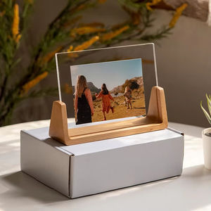 Cadre photo de table en bois massif double face avec support en acrylique transparent en forme de U à faire soi-même - Product Image 4