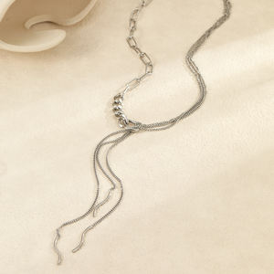 Роскошное колье из нержавеющей стали с длинной кисточкой, цепочка с кубинскими звеньями, модное золотое ожерелье, ювелирные изделия для женщин - Product Image 3