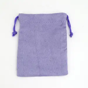 Customized soft suede fabric storage bag small gift pouch embroidery logo drawstring cosmetic bag for jewelry packaging