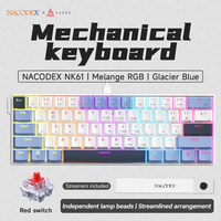 Ajazz NK61 Wired Gaming Keyboard Rainbow Light 60% Mini Portable Computer Compact Gamer Keyboard Red Switch Gaming Keyboard