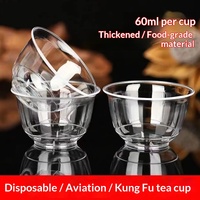 Tasses à thé jetables Kung Fu en cristal aviation, résistantes aux hautes températures, en PS/Polyéthylène, transparentes, petites, pour vin, bière, jus