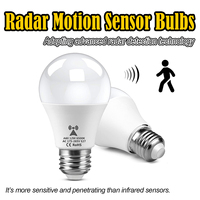 Bombilla LED de inducción de radar de microondas 12W con sensor de movimiento E27 LED 220V iluminación para el hogar