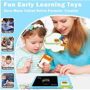 <span class=keywords><strong>Tableau</strong></span> d'écriture et de dessin en plastique de 8,5 pouces pour l'apprentissage précoce, machine à cartes éducative, jouet de graffiti pour enfants (chinois/anglais) - Product Image 4