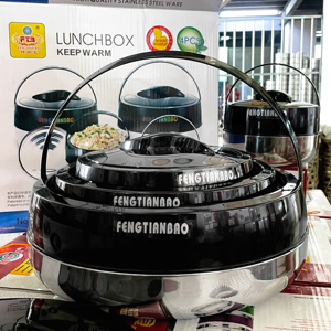 Công Suất Lớn 4Pcs Thịt Hầm Màu Đen Thép Không Gỉ Thực Phẩm Ấm Hơn Đặt Hai Lớp Lẩu Đặt Nhựa Ăn Trưa Hộp Thực Phẩm Container - Product Image 3