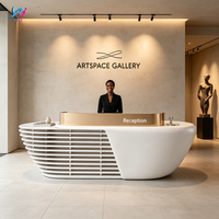 Moderno Mostrador de Recepción de Fibra de Vidrio Personalizado, Color Brillante, Curvo, Duradero y Ecológico, para Apartamentos, Hogares, Hoteles y Comedores
