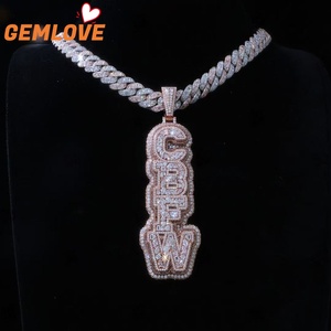 Ice Out <b>D</b>-F VVS letter Hiphop Natural Diamond Pendant Full Pave lab Created Diamond Jewelry Accessories Set for Gifts - Product Image 1