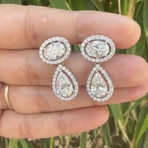 Pendientes de gota chapados en plata blanca de 14 quilates Avarta con diamantes cultivados en laboratorio, joyería hecha a mano para mujeres y niñas para bodas al por mayor - Product Image 2