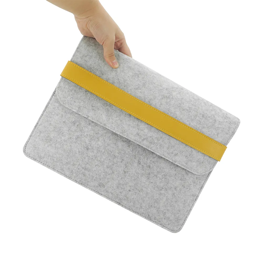 Funda de fieltro para ordenador portátil, monedero de fieltro para ordenador portátil, color gris claro, tamaño personalizado, 13 y 15 pulgadas