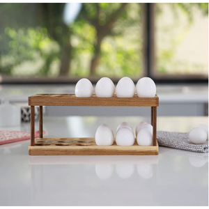 Wooden Egg Storage Rack 18 Egg Capacity Fresh Keeping <b>Kitchen</b> Organizer Dark Brown - Product Image 5