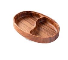 <span class=keywords><strong>Plateau</strong></span> <span class=keywords><strong>diviseur</strong></span> de collations et de fruits pliant et intégrant en bois de noyer sud-américain de qualité supérieure pour un usage domestique-exquis et pratique - Product Image 2