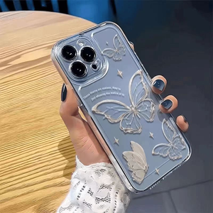 Thời trang Bướm thiết kế nữ tính rõ ràng điện thoại di động Trường hợp thích hợp cho iPhone 17 16 15 14 13 12 11 8 7 XR XS Pro Max - Product Image 2