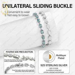 Elegant Tennis Link Chain 925 Silver 18K <strong>Gold</strong> Plated Women Jewelry Oval Shape 1 <strong>Carat</strong> Diamond VVS Moissanite Tennis Bracelet - Product Image 4