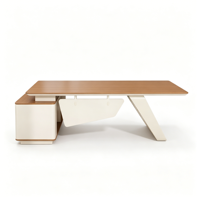 Meuble de bureau commercial moderne en bois avec étagère latérale et rangement, modèle OEM d'usine en gros, garantie 5 ans