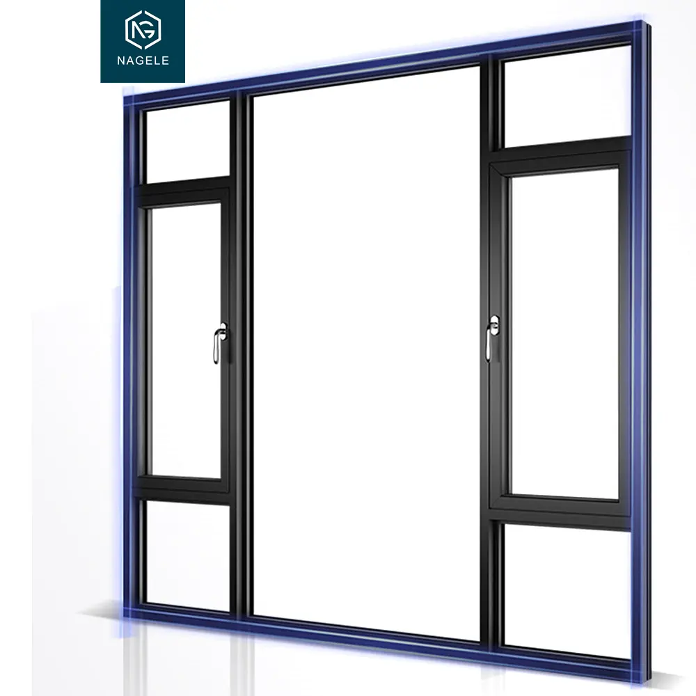 Thiết kế Châu Âu uPVC Windows kính đôi Swing Crank ra phong cách cửa sổ khuôn cửa sổ khuôn cửa sổ với vây