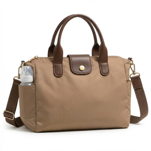 Sac à langer en nylon et <span class=keywords><strong>cuir</strong></span> véritable, sac à main pour maman, grande capacité, sac de transport pour bébé, multi-poches, organisateur de voyage, fabrication OEM personnalisée - Product Image 2