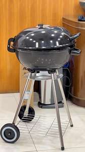 Charbon de bois de dégagement de grilles de <span class=keywords><strong>barbecue</strong></span> portatives avec des roues, gril de camping en acier de mise à niveau, grilles extérieures de charbon de bois - Product Image 5